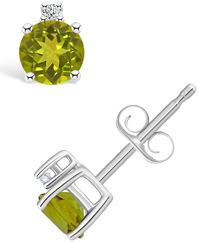 Peridot (5/8 ct. t.w.) and Diamond Accent Stud Earrings 14K Yellow Gold