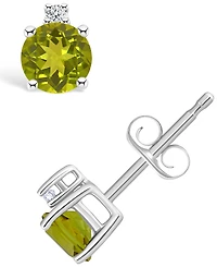 Peridot (5/8 ct. t.w.) and Diamond Accent Stud Earrings 14K Yellow Gold