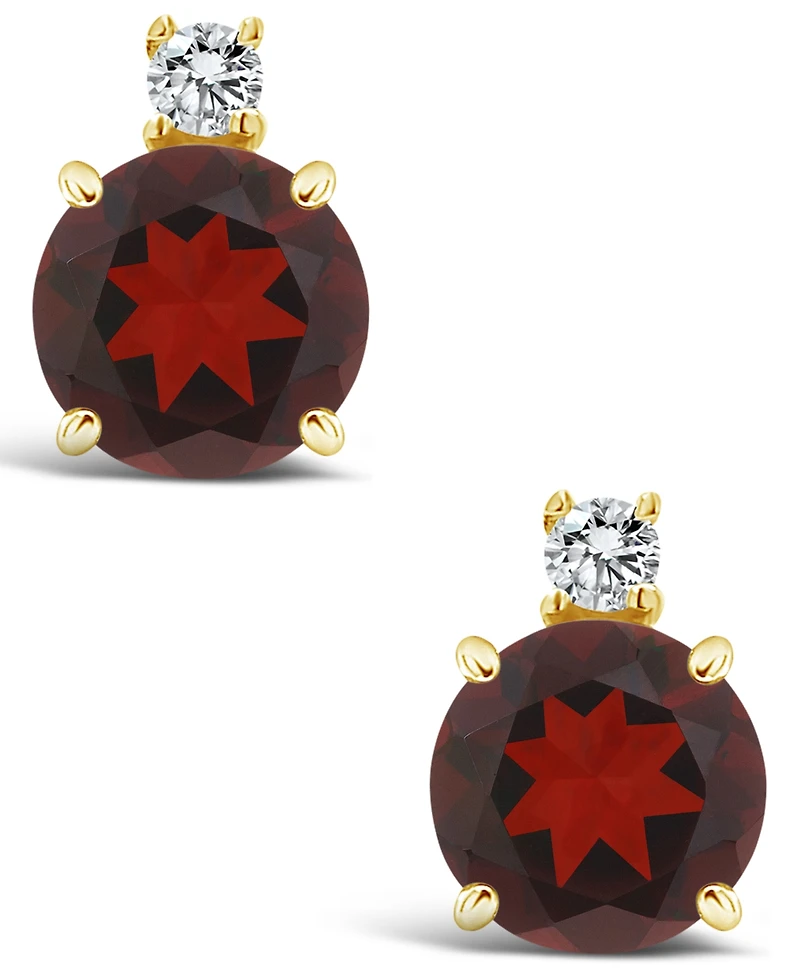 Garnet (1-1/3 ct. t.w.) and Diamond Accent Stud Earrings 14K Yellow Gold