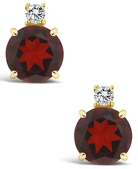 Garnet (1-1/3 ct. t.w.) and Diamond Accent Stud Earrings 14K Yellow Gold