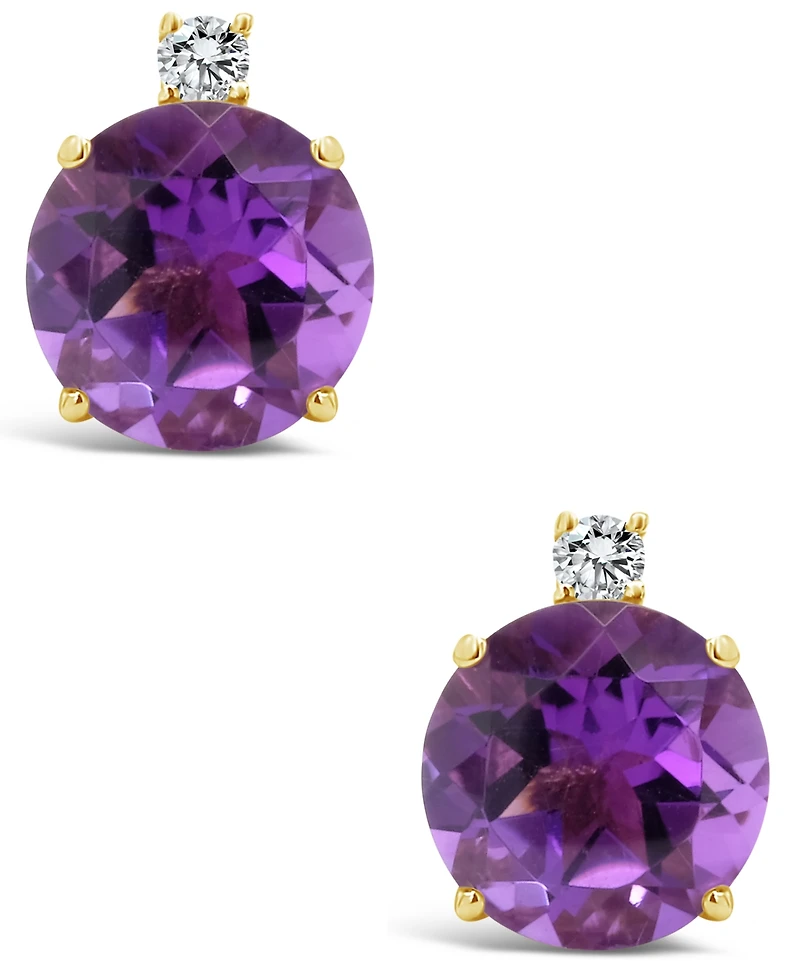 Amethyst (3-5/8 ct. t.w.) and Diamond Accent Stud Earrings in 14K Yellow Gold