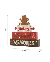 Glitzhome 12" Lighted Wooden Christmas Gingerbread Man Table Decor