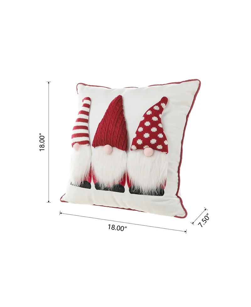Glitzhome Heavy Knitted Gnome Pillow, 18" x 18"