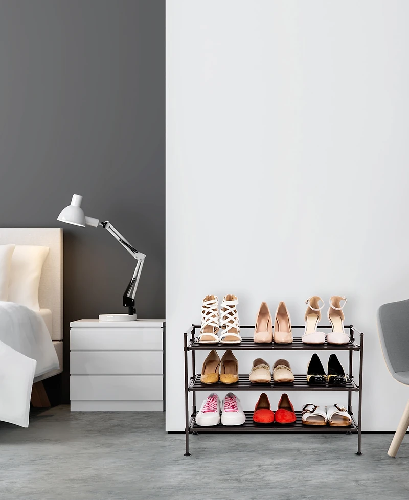 Seville Classics 3-Tier Resin Slatted Shoe Rack