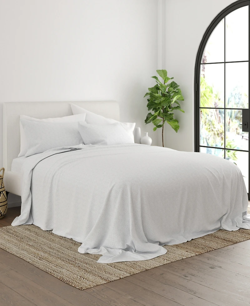 Home Collection Premium Ultra Soft Chambray Style Pattern 4 Piece Bed Sheets Set, Queen
