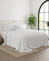 Home Collection Premium Ultra Soft Chambray Style Pattern 4 Piece Bed Sheets Set, Queen