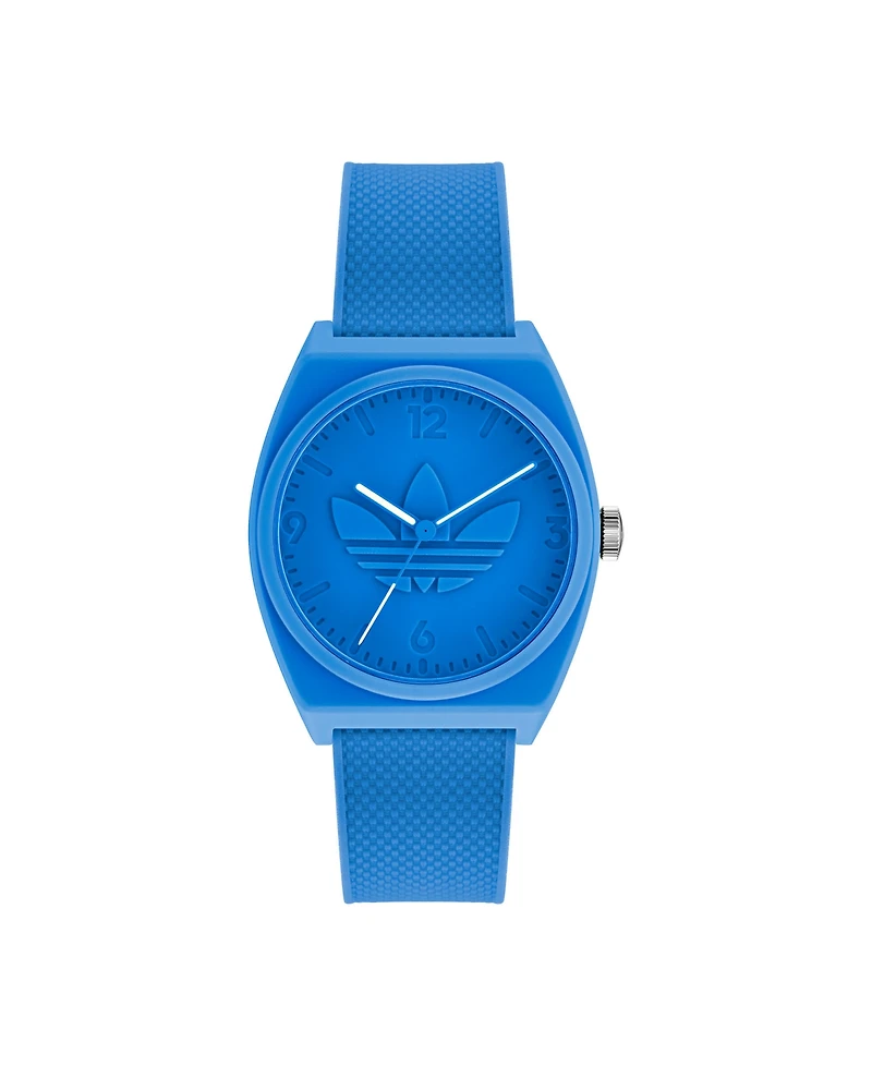 adidas Unisex Three Hand Project Two Blue Resin Strap Watch 38mm