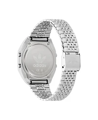 adidas Unisex Digital Two Silver-Tone Stainless Steel Bracelet Watch 36mm
