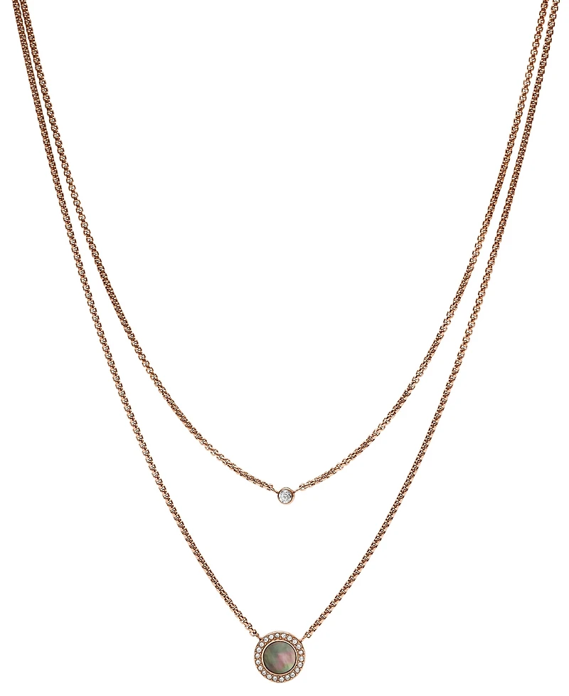 Val Double Gray Mother of Pearl Disc Pendant Necklace
