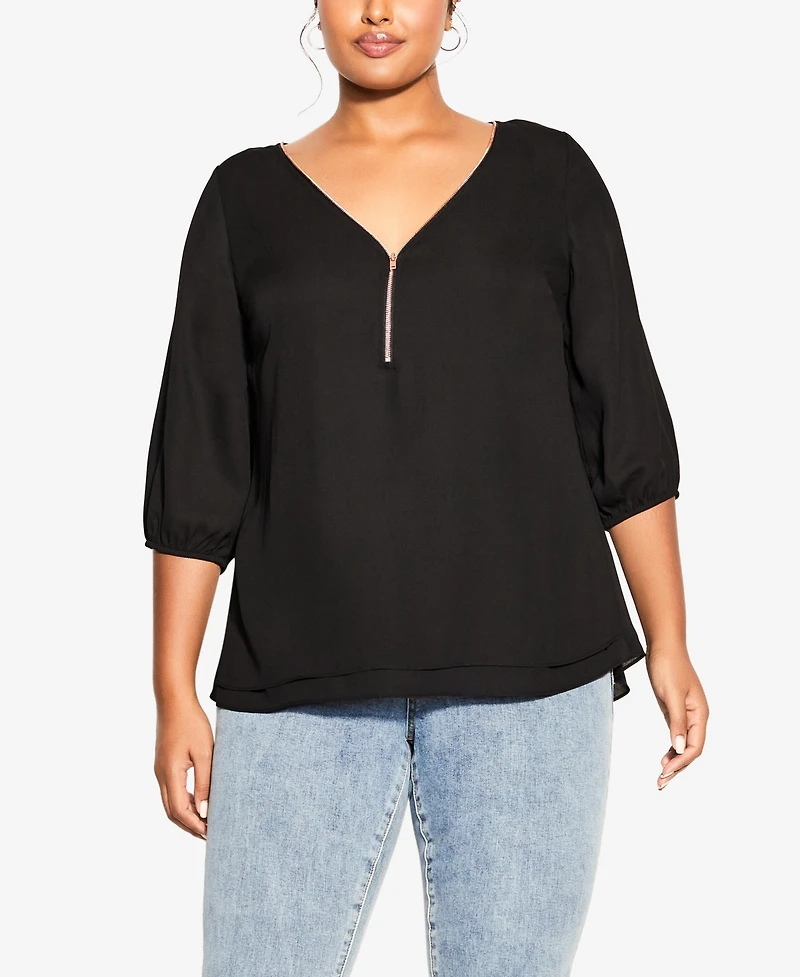 City Chic Plus Fling Elbow Sleeve Top
