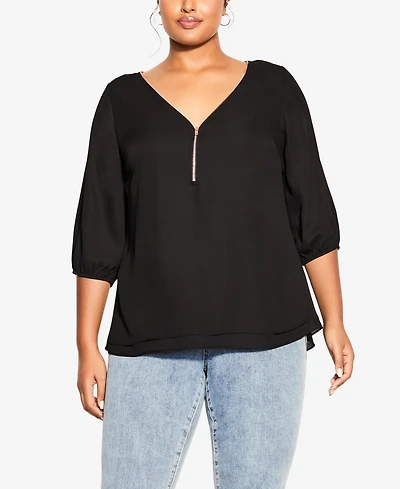 City Chic Plus Fling Elbow Sleeve Top