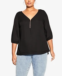 City Chic Plus Fling Elbow Sleeve Top