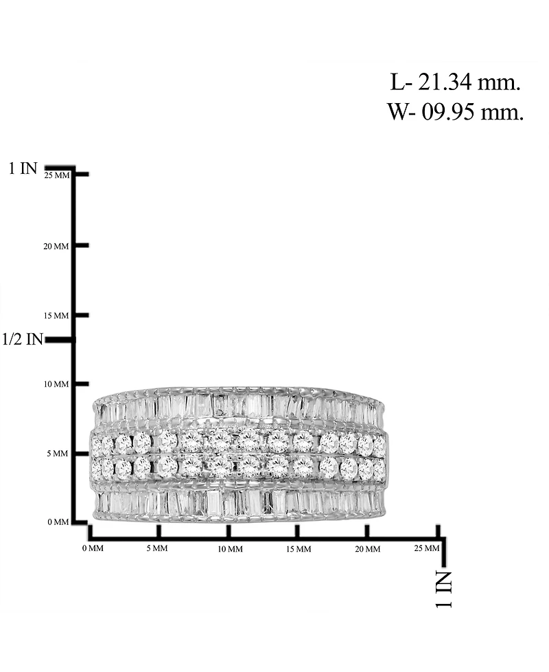 Diamond Round & Baguette Multirow Band (1 ct. t.w.) 14k White or Yellow Gold