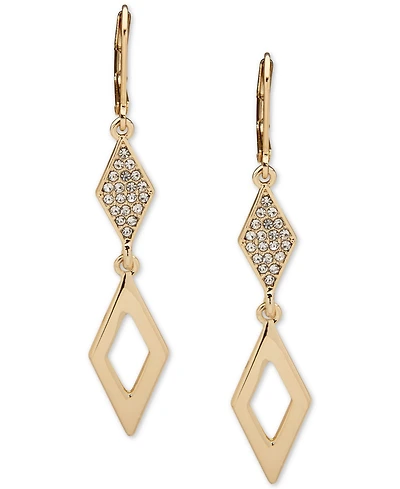 Karl Lagerfeld Paris Gold-Tone Pave Geometric Drop Earrings
