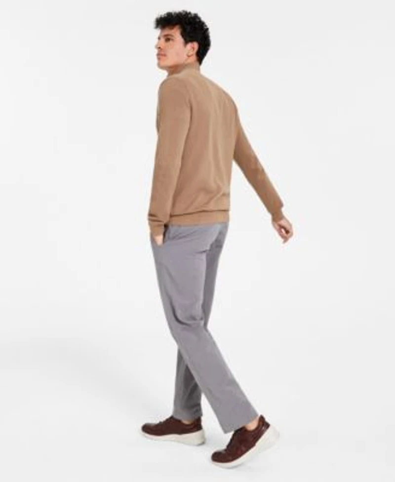 Club Room Mens Quarter Zip Textured Cotton Sweater Solid Pocket T Shirt Four Way Stretch Pants Created For Macys