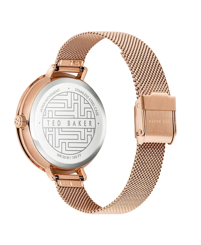 Ted Baker Women's Ammy Hearts Rose Gold-Tone Mesh Bracelet Watch 37.5mm