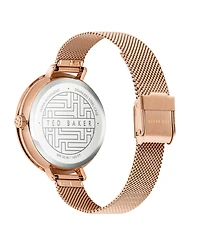 Ted Baker Women's Ammy Hearts Rose Gold-Tone Mesh Bracelet Watch 37.5mm
