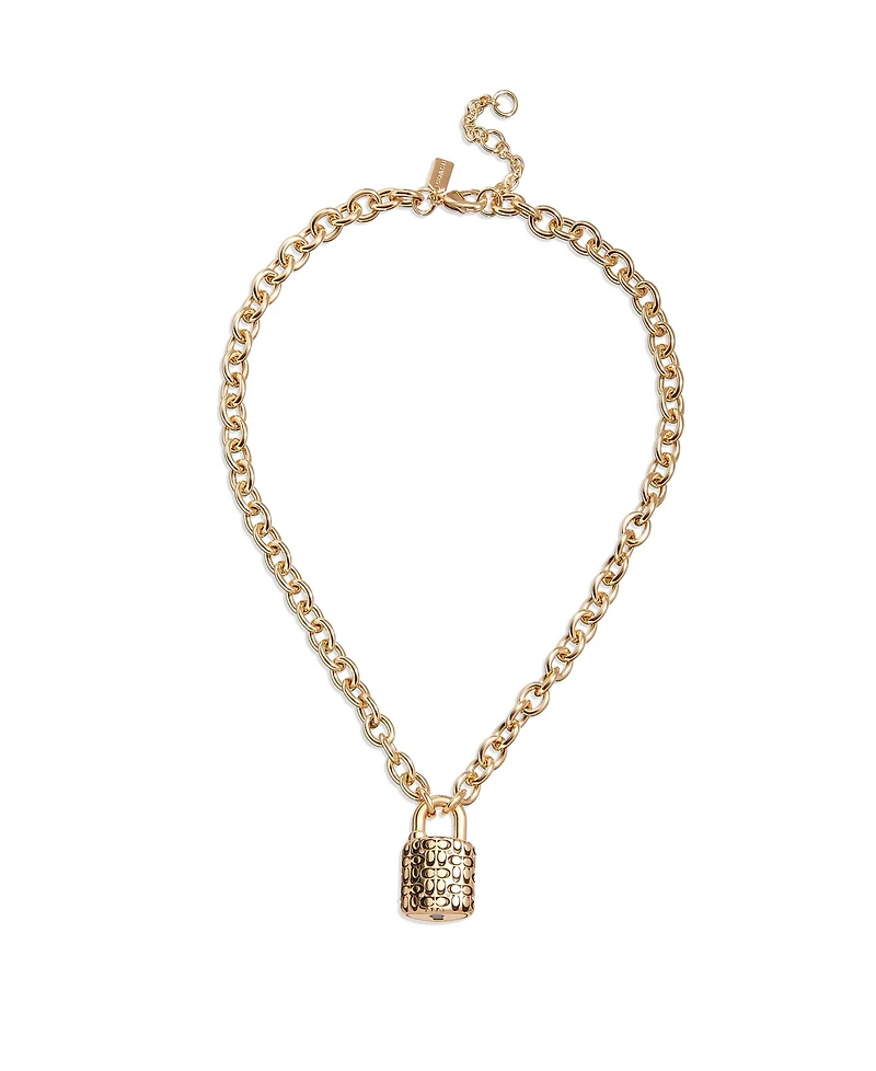 Coach Quilted Padlock Necklace