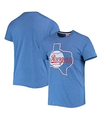 Men's Homage Royal Texas Rangers Hand-Drawn Logo Tri-Blend T-shirt