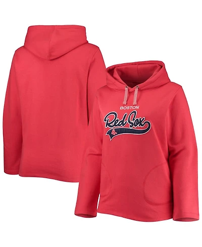 Women's Soft as a Grape Red Boston Sox Plus Side Split Pullover Hoodie
