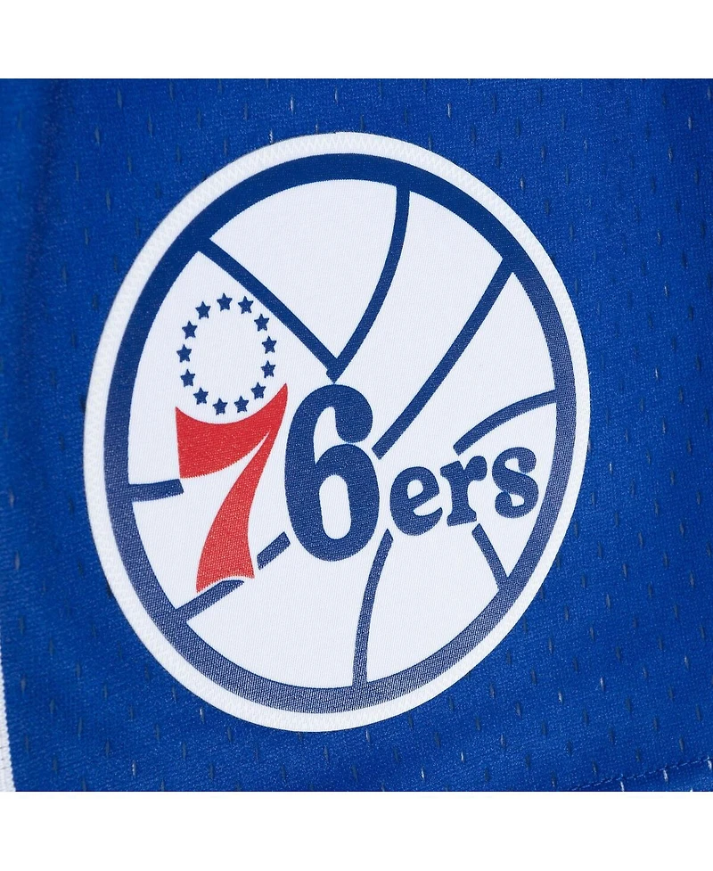 Men's Mitchell & Ness Red, Royal Philadelphia 76ers 1996/97 Hardwood Classics Fadeaway Reload 3.0 Swingman Shorts