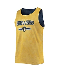 Men's Foco Navy, Gold Milwaukee Brewers Floral Reversible Mesh Tank Top