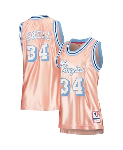 Women's Mitchell & Ness Shaquille O'Neal Pink Los Angeles Lakers 75th Anniversary Rose Gold 1996 Swingman Jersey