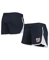 Women's New Era Navy Washington Nationals Stretch French Terry Shorts