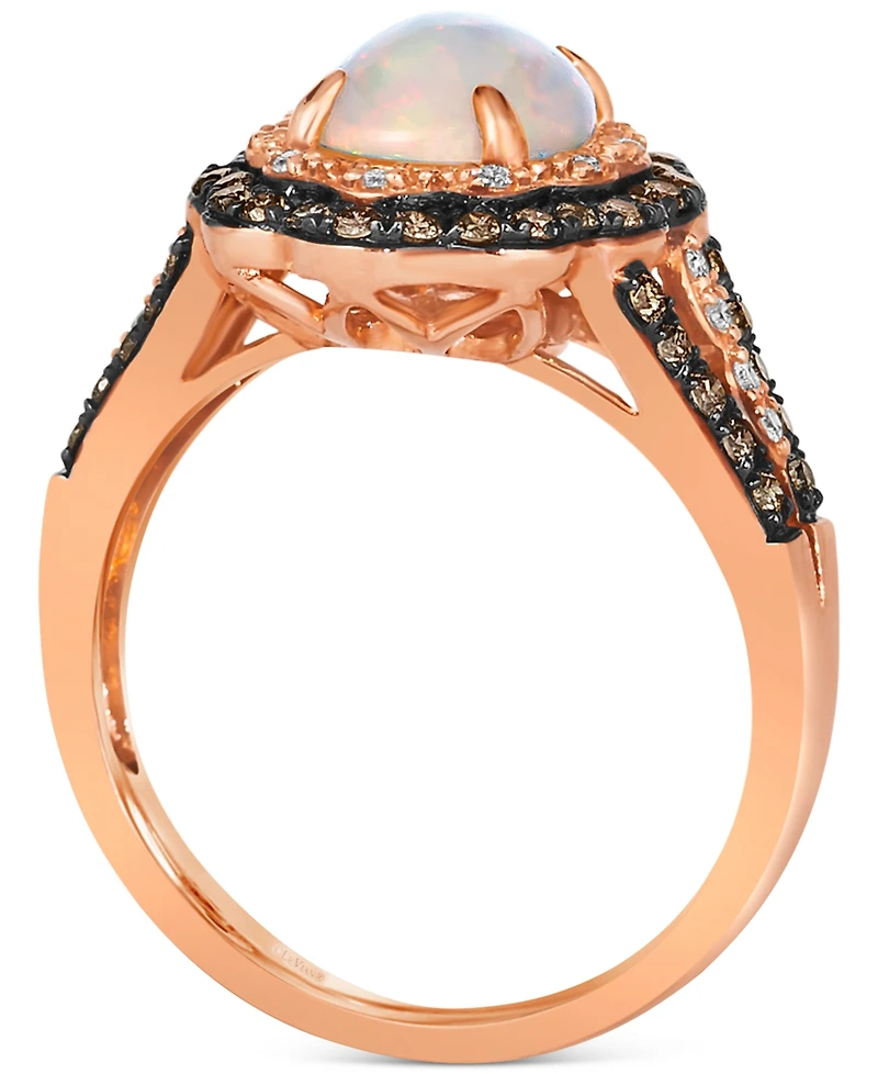 Le Vian Neopolitan Opal (7/8 ct. t.w.) & Diamond (1/2 ct. t.w.) Halo Ring in 14k Rose Gold