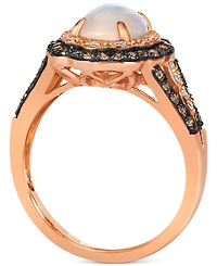 Le Vian Neopolitan Opal (7/8 ct. t.w.) & Diamond (1/2 ct. t.w.) Halo Ring in 14k Rose Gold