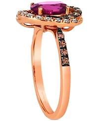 Le Vian Raspberry Rhodolite (1-3/8 ct. t.w.) & Diamond (3/8 ct. t.w.) Halo Ring in 14k Rose Gold