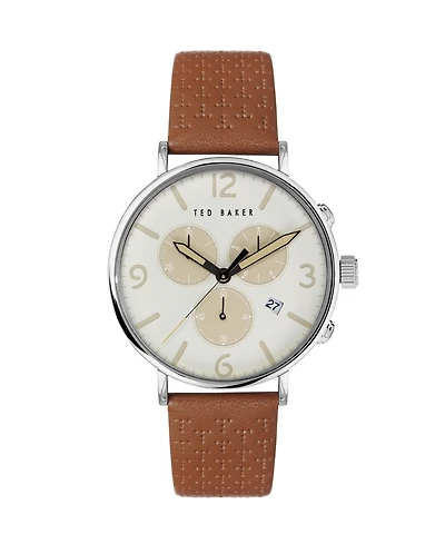 Ted Baker Men's Barnett Backlight Tan Leather Strap Watch 41mm