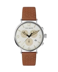 Ted Baker Men's Barnett Backlight Tan Leather Strap Watch 41mm