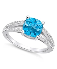 Macy's Blue Topaz and Diamond Accent Ring 14K White Gold
