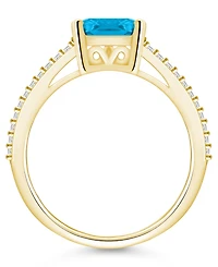 Macy's Blue Topaz and Diamond Accent Ring 14K Yellow Gold