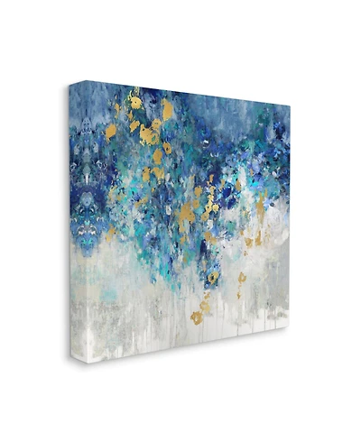 Stupell Industries Abstract Blue Gold-Tone Paint Design Art
