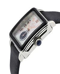 Gevril Women's Bari Enamel Swiss Quartz Italian Blue Leather Strap Watch 34mm