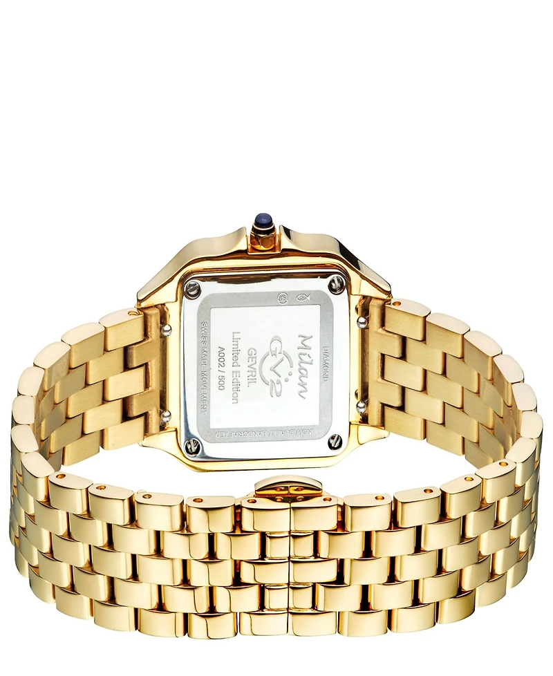 Gevril Women's Milan Swiss Quartz Gold-Tone Stainless Steel Bracelet Watch 27.5mm