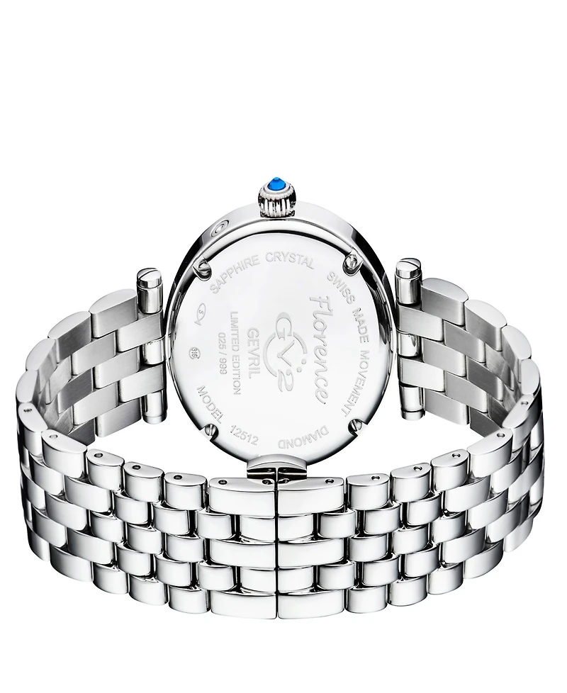 Gevril Women's Florence Swiss Quartz Silver-Tone Stainless Steel Bracelet Watch 36mm