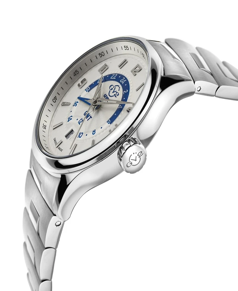 Gevril Men's Giromondo Swiss Quartz Silver-Tone Stainless Steel Bracelet Watch 42mm