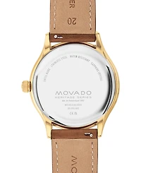 Movado Men's Swiss Heritage Brown Leather Strap Watch 40mm