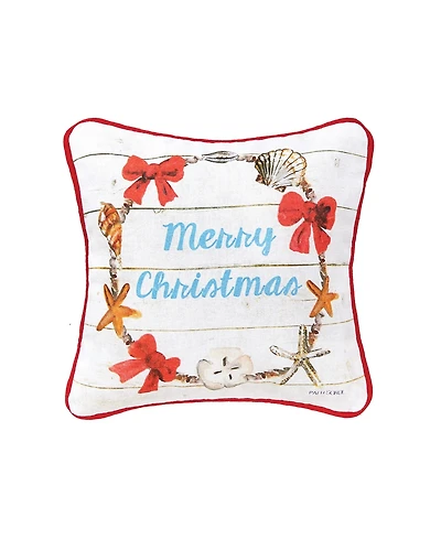 Merry Christmas Shell Wreath Printed & Woven Petite Pillow