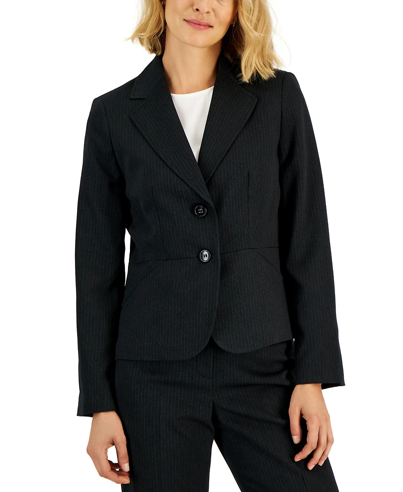 Le Suit Women's Two-Button Pinstriped Pantsuit Set, Regular & Petite