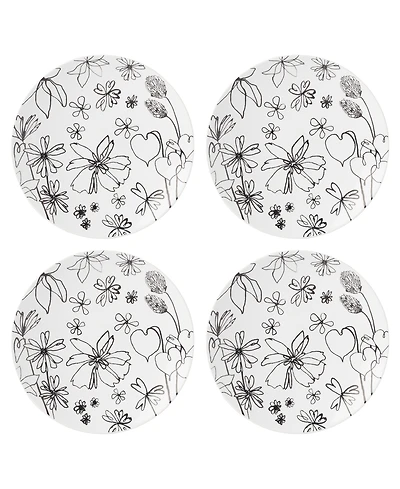 kate spade new york Garden Doodle 4 Piece Accent Plate Set