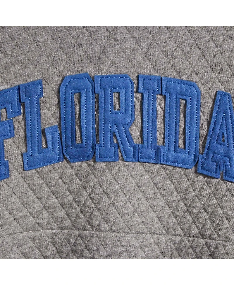 Women's Pressbox Heathered Gray Florida Gators Moose Applique Quilted Crewneck Sweatshirt