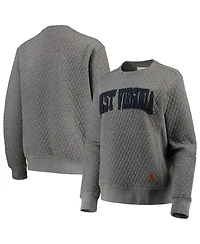 Women's Pressbox Heathered Gray West Virginia Mountaineers Moose Applique Quilted Crewneck Sweatshirt