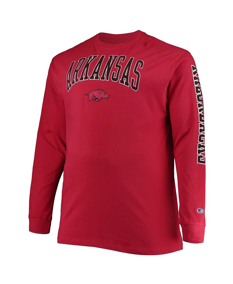 Men's Champion Cardinal Arkansas Razorbacks Big and Tall 2-Hit Long Sleeve T-shirt