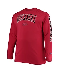 Men's Champion Cardinal Arkansas Razorbacks Big and Tall 2-Hit Long Sleeve T-shirt