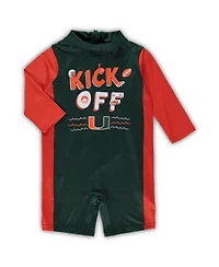 Infant Unisex Green and Orange Miami Hurricanes Wave Runner Wetsuit