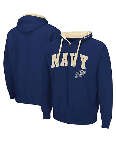 Men's Colosseum Navy Navy Midshipmen Big and Tall Full-Zip Hoodie